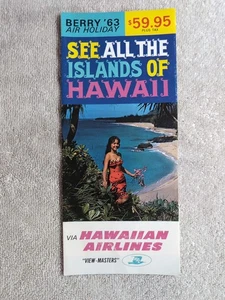 Folleto de colección 1963 Hawaiian Airlines Berry Jet vacaciones años 60 Hawaii HAL - Imagen 1 de 4