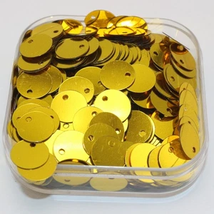 2000 Golden Flat Round loose sequins Paillettes Top Hole 10mm sewing Wedding - Picture 1 of 6
