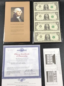 Bolsa Monetaria de la Reserva Mundial Hoja SIN CORTAR $1 dólar 2003A Atlanta GA F con certificado de autenticidad - Imagen 1 de 7