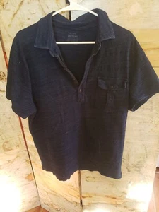 J Crew Polo Shirt Men's Large Blue Indigo Dyed Shirt Large - Picture 1 of 4