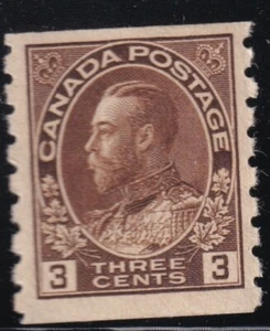 Canada #129 1918 MH 3 cent Brown Admiral Coil - Picture 1 of 2