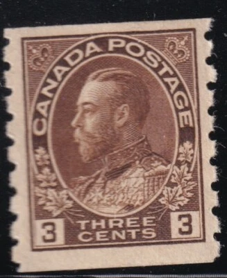 Canada #129 1918 MH 3 cent Brown Admiral Coil - Image 1 of 2