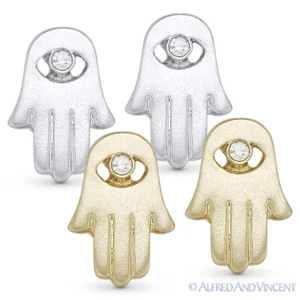 Pendientes de tachuelas Hamsa Mano de Dios Fátima Mal de Ojo Judío Judaica Dije Cabalá Circonial - Imagen 1 de 3