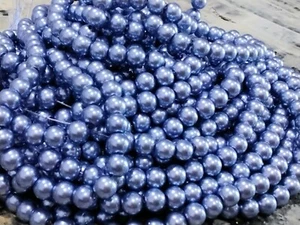 Glass Pearl Bead, Pearlized, 8mm, Slate Blue, Approx 100 pce, Free Post - Bild 1 von 1
