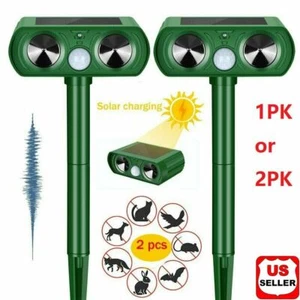 1/2 PK Animal Repeller Ultrasonic Solar Power Outdoor Pest Cat Mice Deer Sensor - Picture 1 of 9