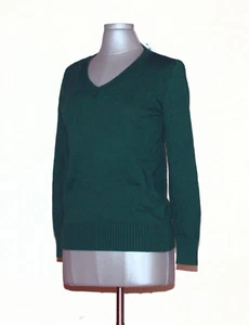 /LX006/ Karen Scott Cotton V-Neck Sweater Green Sz S - Picture 1 of 2
