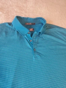 Tiger Woods Short Sleeve blue stripe Polo Shirt Mens LARGE Pumkin Ridge - Picture 1 of 5