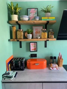 Scaffold Board Rustic Shelves Industrial Solid Wood Shelf + Free Brackets - Foto 1 di 14