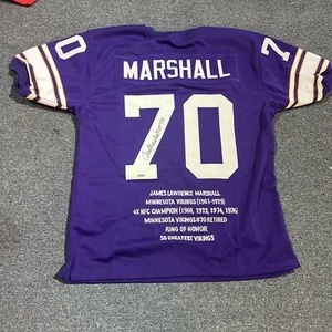Jim Marshall Custom Signed Purple Stats & Achievements Jersey TRIStar Hologram - Picture 1 of 5