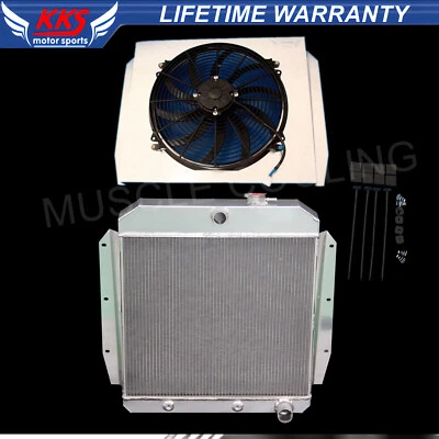 3ROW RADIATOR & SHROUD 16" FAN FIT 55-59 CHEVY GMC C/K 100 150 TRUCK PICKUP 5559 - Image 1 of 4