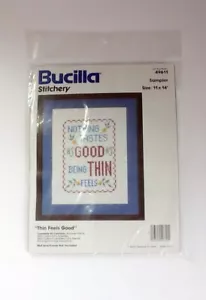 Muestreador de punto de cruz Bucilla Stitchery "Thin Feels Good" 11" X 14" EE. UU. - Imagen 1 de 6