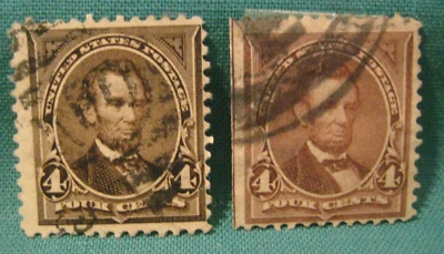 4c Abraham Lincoln-Used Singles-Scott# 254-269-Issued 1894-95-Lot of 2 - Image 1 of 2