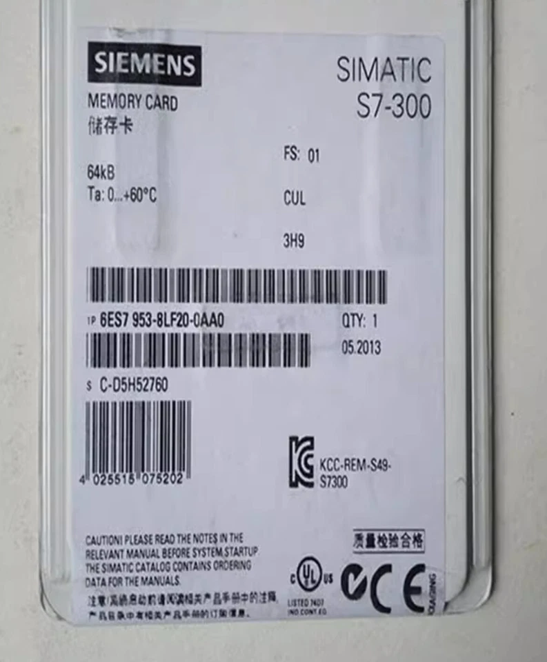 SIEMENS S7-300/C7/ET 200 Micro Memory Card 6ES7953-8LF20-0AA0 - Image 1 of 1
