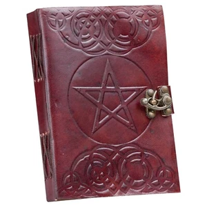 HANDMADE Leather JOURNAL, Star Of David Leather Notepad 200 Pages & Bronze Lock - Picture 1 of 1
