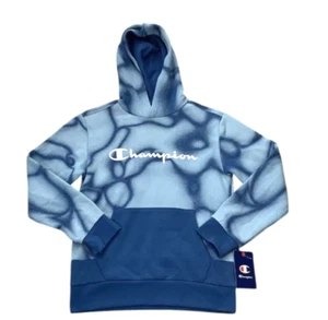Champion Pullover Hoodie Blue Long Sleeve Tie Dye Fleece Sweater Sz 8 NWT - Picture 1 of 2