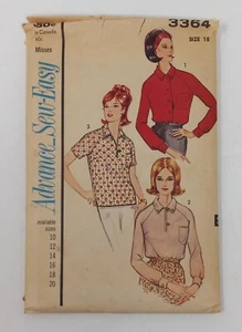 Advance 1963 Sewing 60's Pattern #3364 Shirt Top Blouse Size 18 Bust 38 Hip 40 - Picture 1 of 2