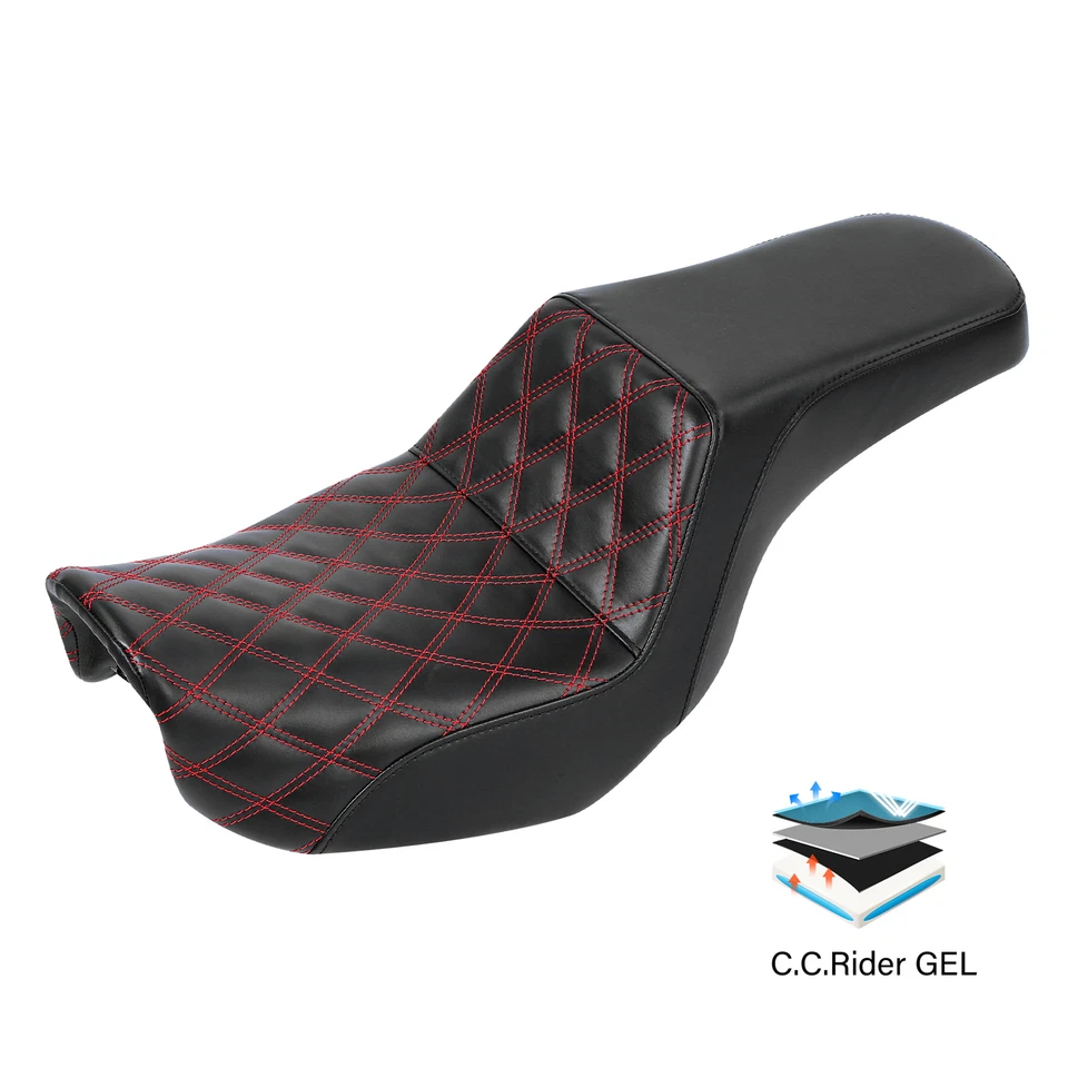 Gel Driver & Passenger 2 Up Seat Fit For Harley Dyna Low Rider Super Glide 06-17 — 第 1/4 张图片