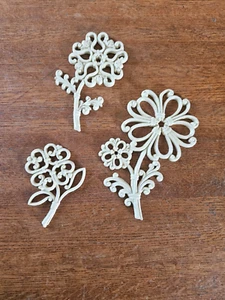 Set of 3 Vintage Homco Home Interiors White Wall Hanging Flowers Decor - Picture 1 of 8