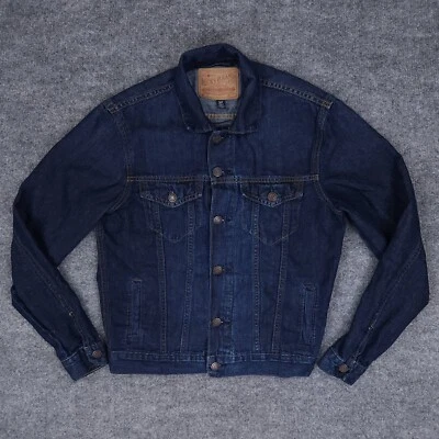 Chaqueta de mezclilla Lucky Brand para hombre pequeña azul oscuro bolsillos abotonados algodón Foto 1 de 4