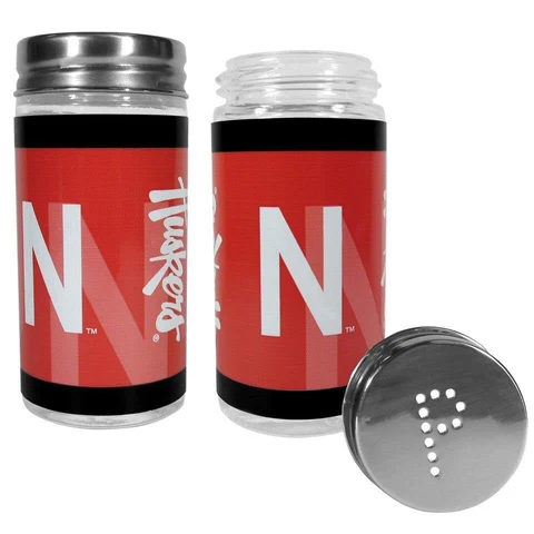 Nebraska Cornhuskers Glass Salt and Pepper Shakers [NEW] Cook Tailgate Kitchen Cover