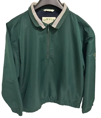 Orvis Fishing Mens Large Green 1/4 Zip Pullover Windbreaker Jacket Fly Rod - Image 1 of 4