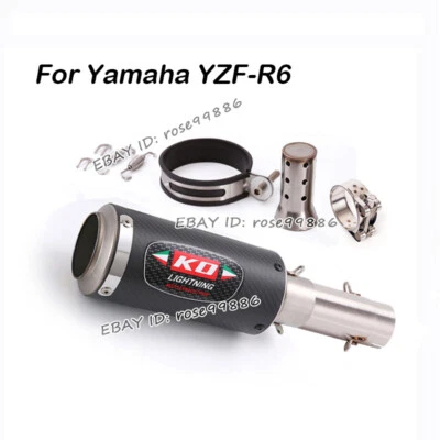For Yamaha YZF-R6 2006~2023 Exhaust Link Middle Pipe Carbon Fiber Muffler Tips — 第 1/4 张图片