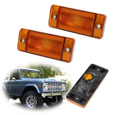 Fits 70-72 Ford F-Series (F-100/F-250/F-350) Front Side Marker Lights Amber Lens - Image 1 of 4