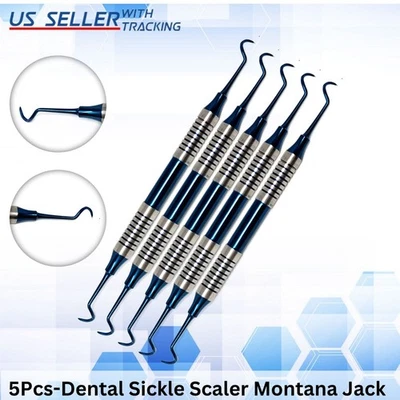 Titanium Coated Montana Jack Blue Scaler Calculus Remover Dental Sickle Scalers - Image 1 of 4