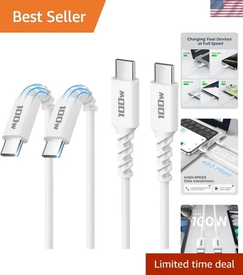 2-Pack 6.6FT USB C to C Cable - 100W Fast Charging & High-Speed Data Transfer - Image 1 of 4