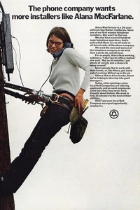 1972 Bell Telephone: Line Installer Alana MacFarlane Vintage Print Ad - Picture 1 of 1