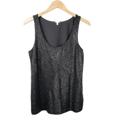 J Crew Sequin Tank Top S Metallic Gray Minimal NEW Mob Wives Glam Cocktail NEW - Image 1 of 4