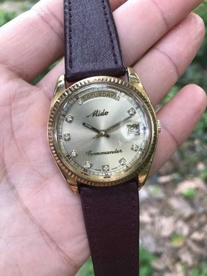 Mido President Commander 8259 Day Date Gold Automatic Mens Swiss Vintage Watch - Image 1 of 4