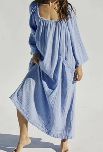 Free People | Roam More Cotton Maxi Dress| Blue| Size XS - Picture 1 of 15