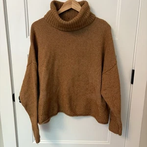 Madewell Sadler Turtleneck Sweater Women’s 2XL Lagenlook Merino Wool Camel - Picture 1 of 9