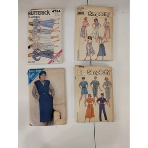 VTG 1980's Women's Size 12 Sewing Patterns Lot of 4 Butterick Simplicity Retro - Picture 1 of 2