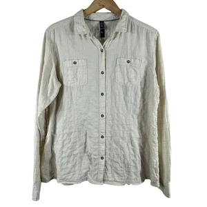 Mountain Hardwear Men's Shirt Ivory Cotton Blend Textured Button Down Size XL - Picture 1 of 9