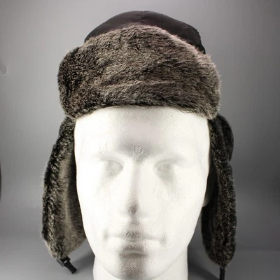 Heineken Trapper Hat Cap Faux Fur Black Winter Bomber CityHunter USA Beer Mens - Image 1 of 4