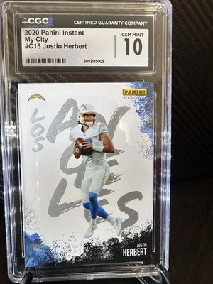 2020 Panini Instant NFL - My City Justin Herbert #C15 /1275 (RC) CGC 9 Chargers - Image 1 of 4