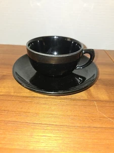 Bauer Plain Ware Cup And Saucer Black - Picture 1 of 3