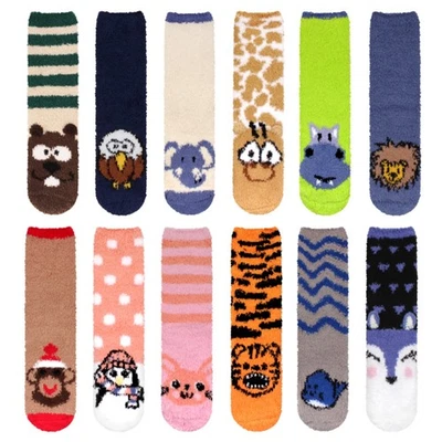 Tripulação de cabine feminina super macia fofa difusa aconchegante quente rosto de animal indoor outdoor - Imagem 1 de 4