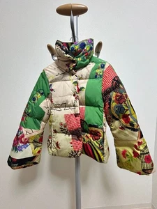 Achachum Multicolor Hooded Down Jacket Patchwork design Excellent Made in Japan - Picture 1 of 24