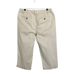 Pantalones capri Duck Head para mujer talla 14 tiro alto beige tostado elástico caqui chino - Imagen 1 de 7