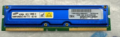 Samsung KMMR18R88AC1-RK7 RAM 128MB / 8ECC RDRAM 184 Pin RIMM - Image 1 of 2
