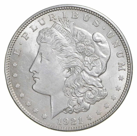(1) Brilliant AU/Uncirculated $1 1921 Morgan US Silver Dollar 90% BU Bulk Lot Cover