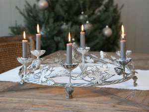 Chic Antique großer Kranz Metall für 6 Kerzen antik creme Shabby Brocante - Bild 1 von 2