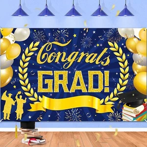 Graduation Decoration Class of 2024 Backdrop Congrats Grad Banner for College - Picture 1 of 7