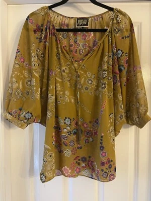 Blusa Matthew Williamson Mariposa - Dorado/Mostaza Talla 10 Con Borlas Acento  Foto 1 de 4