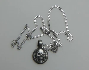 Skull Pewter Pendant with a 24" Length Stainless Steel Chain with Clasp - Picture 1 of 4