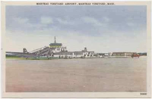 Marthas Vineyard Airport - MA Massachusetts Linen Postcard - Picture 1 of 2