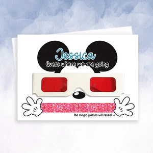Personalisierte Disney Holiday Reveal Karte - Ratet mal, wohin wir gehen Disney auf Eis - Bild 1 von 8